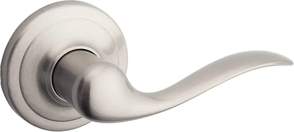 Kwikset Tustin Dummy Door Handle, Single Sided Lever for Closets, French Double Doors, and Pantry, Satin Nickel Non-Turning Right Handed Interior Push/Pull Lever, with Microban Protection