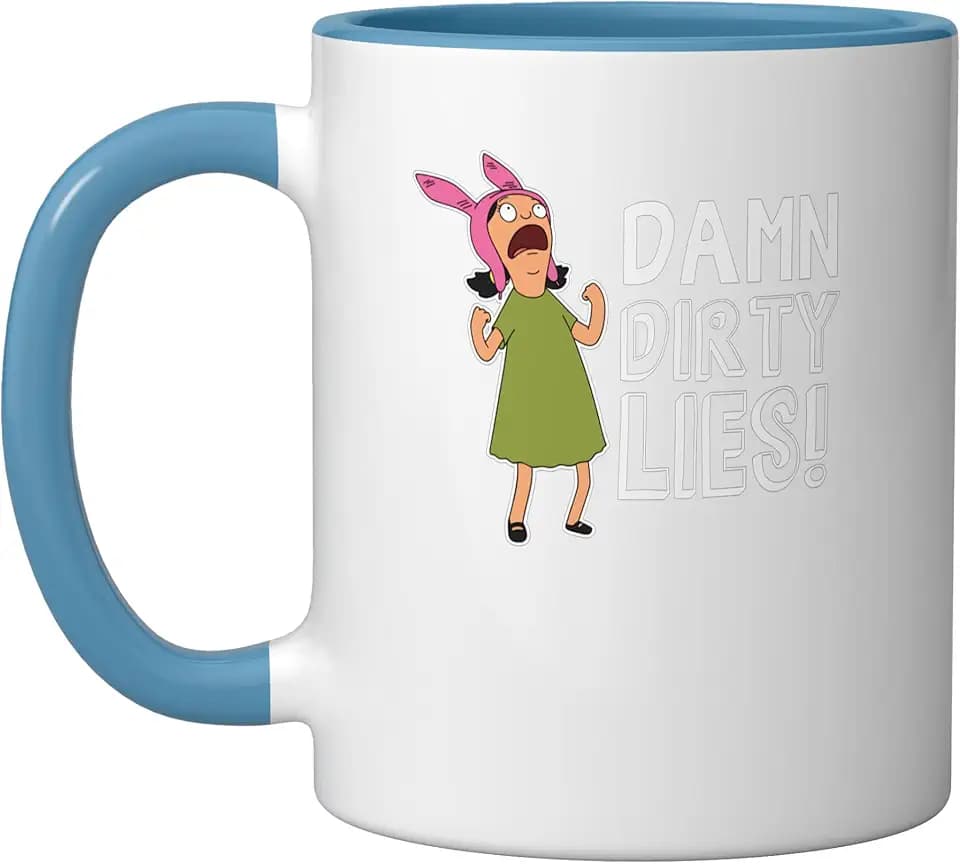 Bob's Burgers Louise Belcher Damn Dirty Lies Ceramic Mug, Blue/White, 11oz
