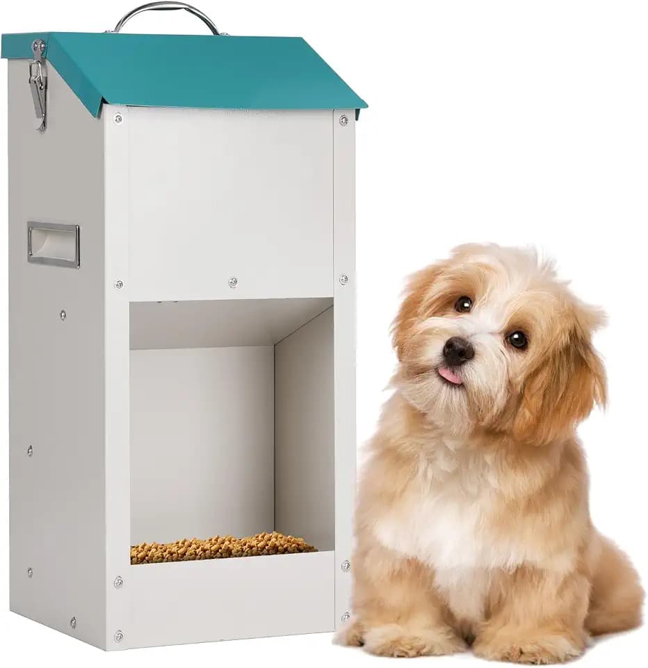 6 Kg Schwerkraft-Futterautomat aus Robustem Material füR Hunde und Katzen, Wetterfeste füTterungsstation mit GroßEm VorratsbehäLter füR Welpen, Katzen und Hunde im Innen- und AußEnbereich