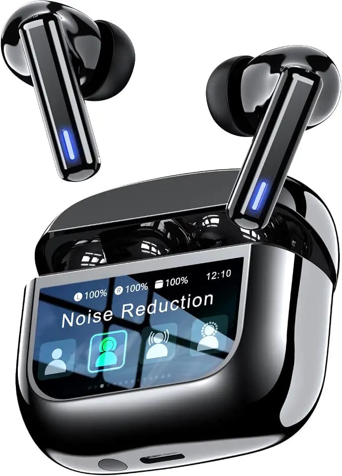 ZIUTY Wireless Earbuds Bluetooth Headphones, ANC/ENC Noise Cancelling, Ear Buds with Multifuntional Touch Screen, 40H Stereo Sound for Sports, IPX7 Clear Calls, 5 EQ for iOS Android (Dark)