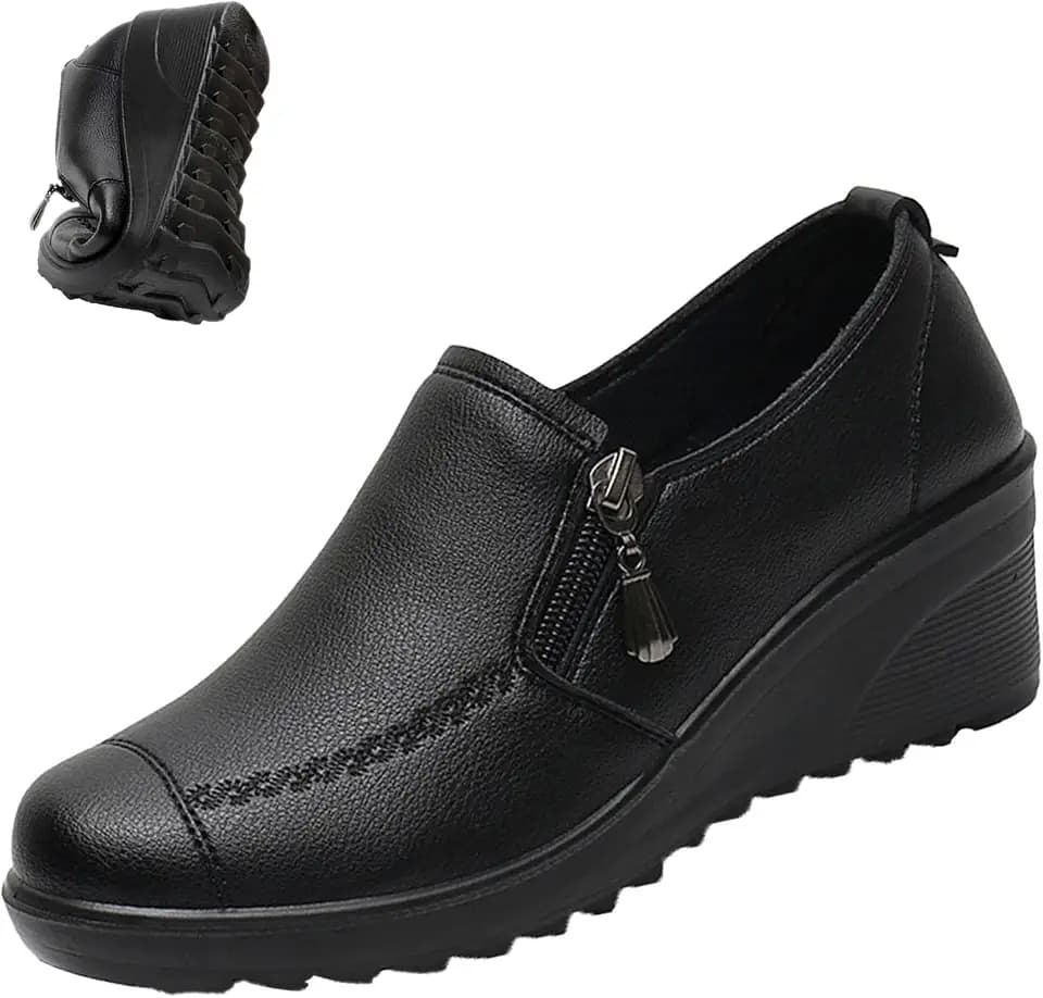 VIFOCUS Women's Round Toe Low Wedge Dress Pumps