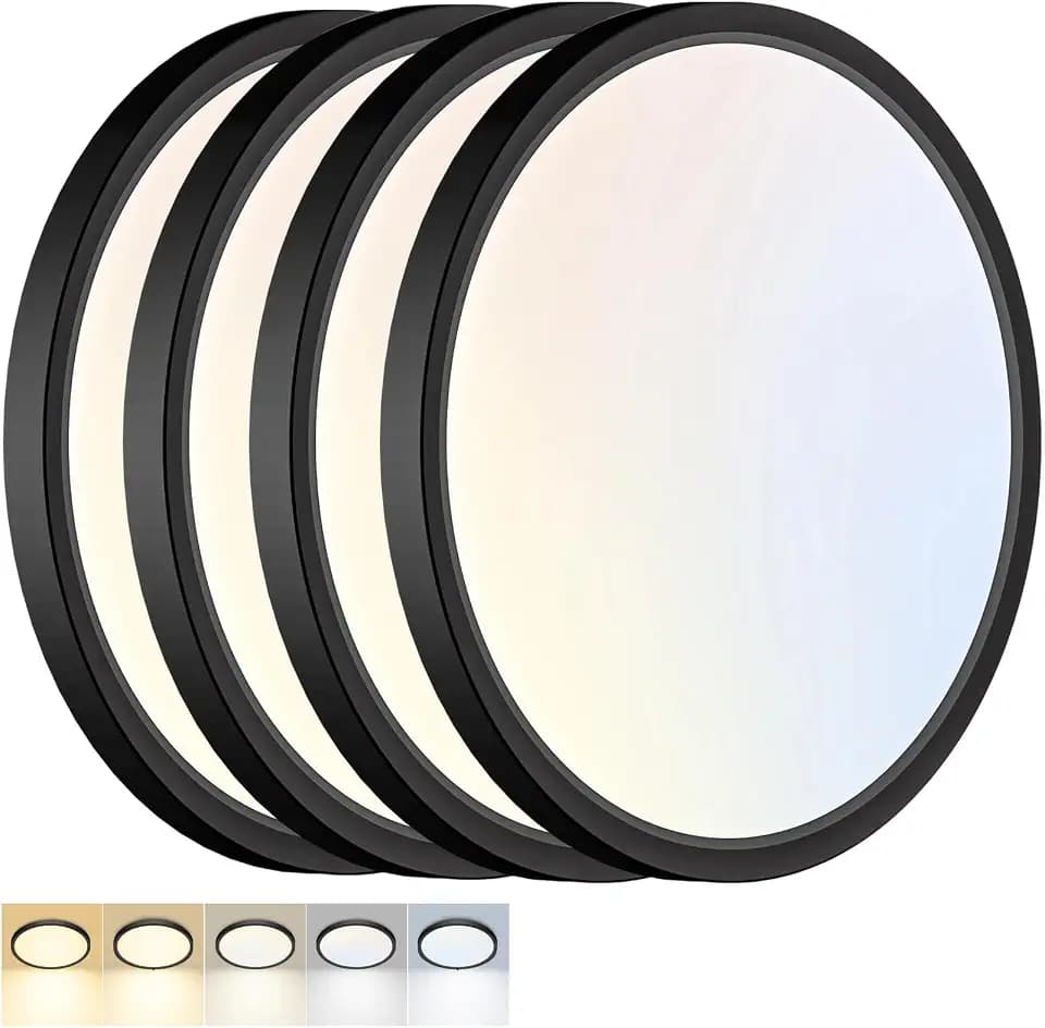 4 Pack LED Flush Mount Ceiling Light,12Inch 24W,Black