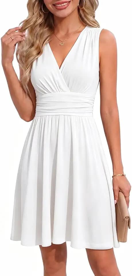 Damen Sommerkleid Ärmellos A-Linie