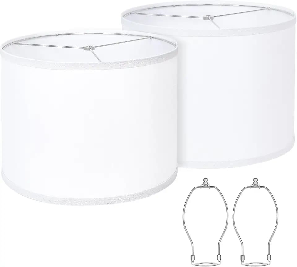 Qingmiao Drum Lamp Shades Set of 2, 13"x13"x10", Spider Fitter Finials