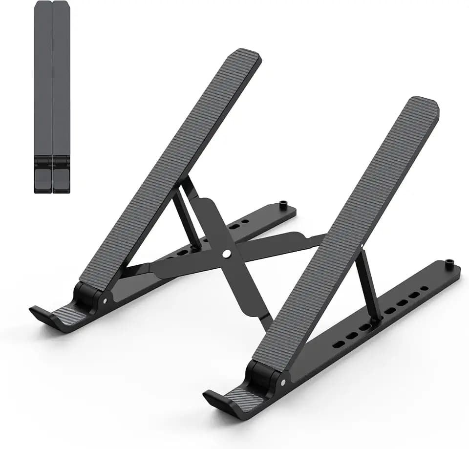 Tonmom Laptop Stand for Desk, Adjustable Laptop Riser, Black
