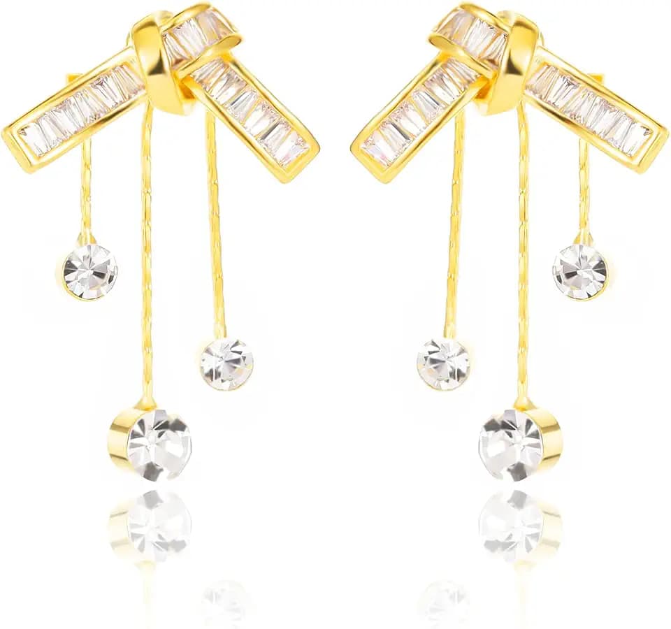 14K Gold Plated Cubic Zirconia Dangle Earrings for Women Jewelry