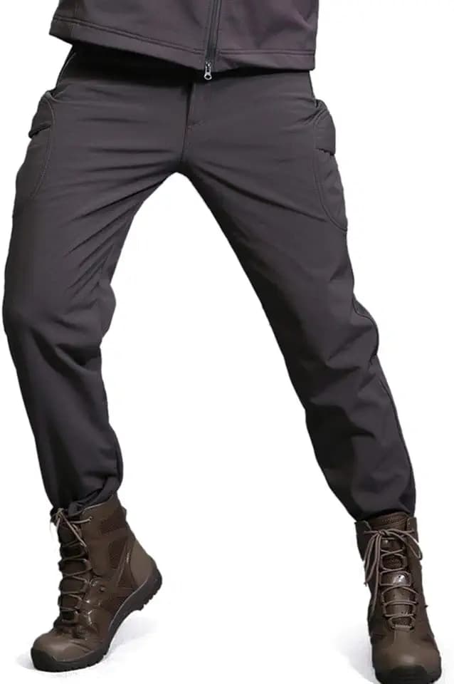 Herren Softshell Fleece Gefüttert Wasserdicht Hose Wandern Skifahren Warm Winter Hosen im Freien