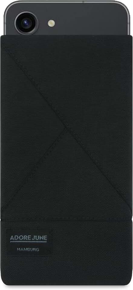 Adore June Tasche Triangle kompatibel mit Galaxy S25 / Galaxy S24 / S23 / S22, Elegante Handytasche aus widerstandsfähigem Textil-Stoff mit Display-Reinigungseffekt, Schwarz