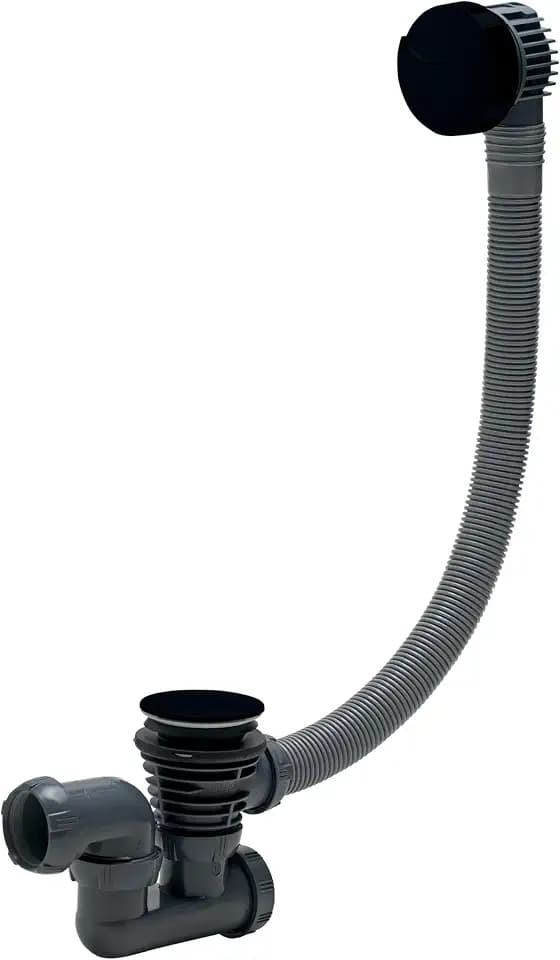 Wirquin 30724541 Black Touch Badewannen-Ablaufgarnitur, Kabel, Länge 700 mm, Schwarz