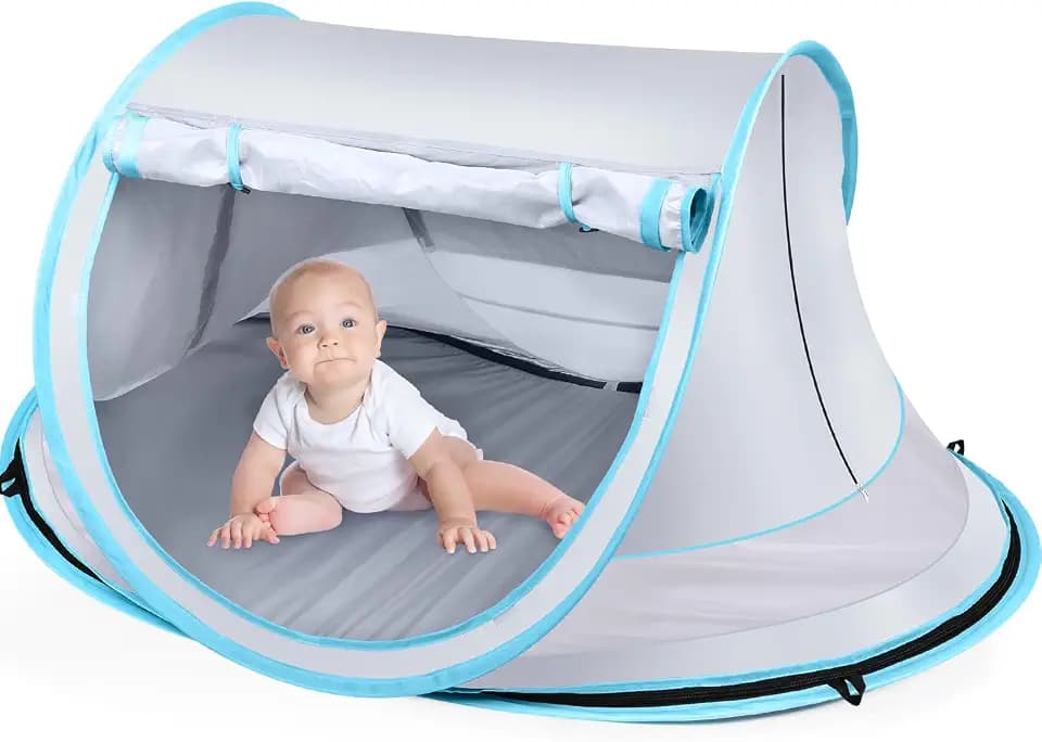 Kapeazo Baby Beach Tent, Pop Up UV Sun Shade for Infant Toddlers (Gray)