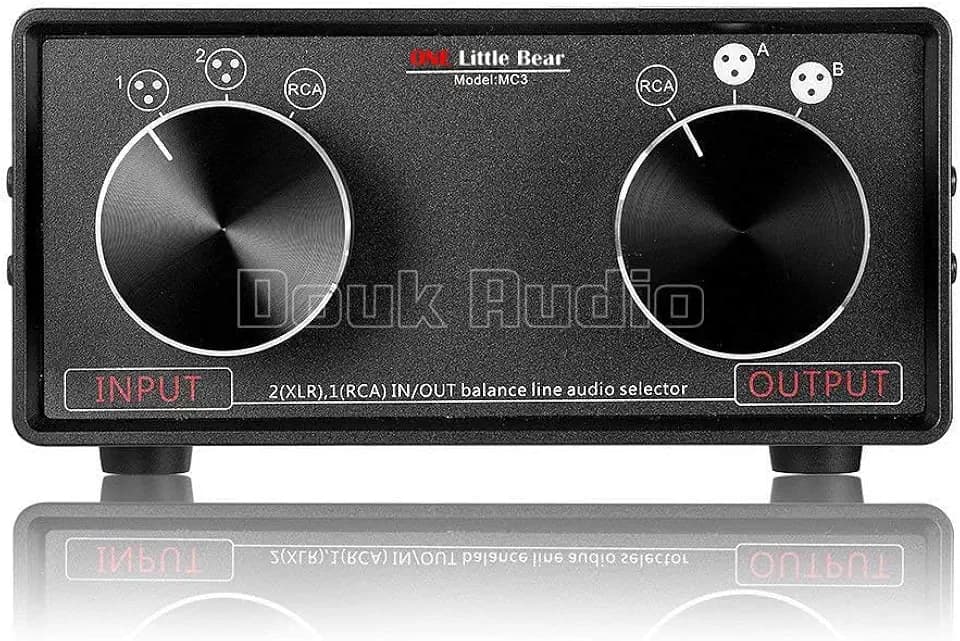 MC3 2-IN-2-OUT XLR Balanced/RCA Converter Audio Selector Splitter Box Passive Preamp XLR to RCA Switch