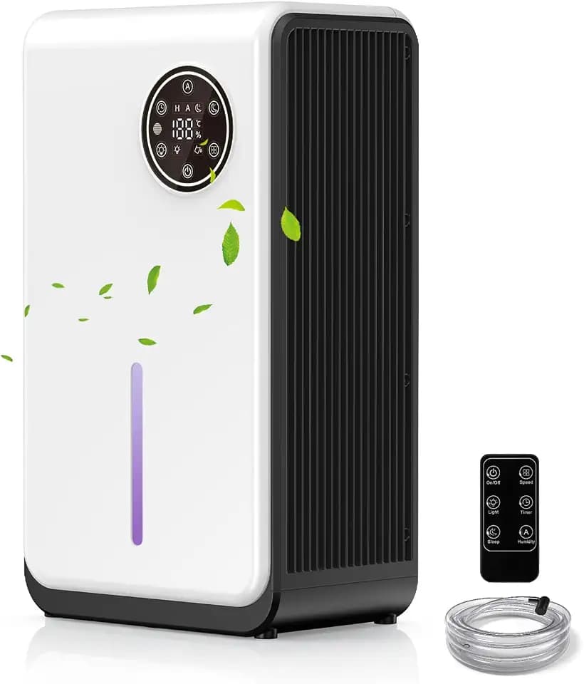 Luftentfeuchter Elektrisch Leise Klein Entfeuchter - 750ml/Tag Raumentfeuchter für Schlafzimmer Bad und Kleine Räume, Dehumidifier mit 24-Stunden-Timer, Schlafmodus und 2000ml Wassertank