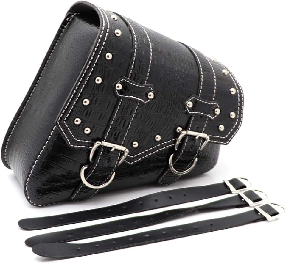Universal Motorrad Seitentasche, Pu Leder Satteltaschen wasserdichte Motorrad Werkzeugtasche -Schwarz (Rechte Seite)