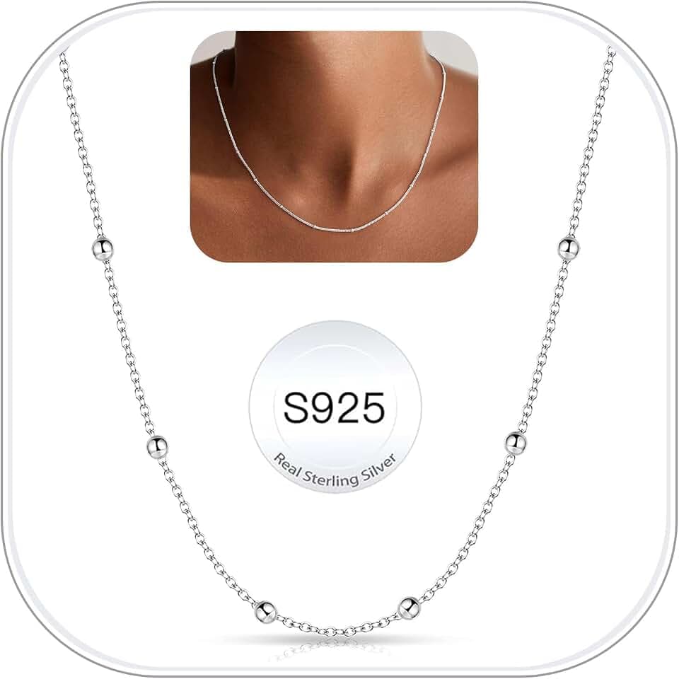 FUNEIA 925 Sterling Silber Kette Damen Silberkette ohne anhänger Halskette