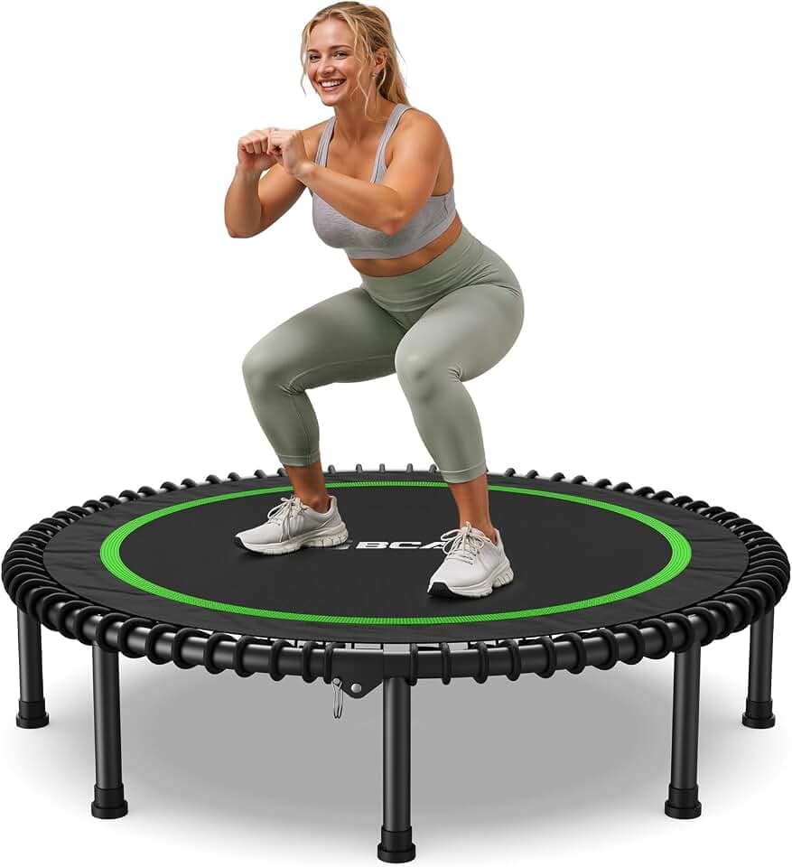BCAN BT2 40/48" Foldable Rebounder Trampoline for Adults, 450/550 lbs, Bungee Mini Exercise Trampoline, No Handle, Quiet Low-Impact Fitness Trampoline for Indoor Workouts |Fed Fitness