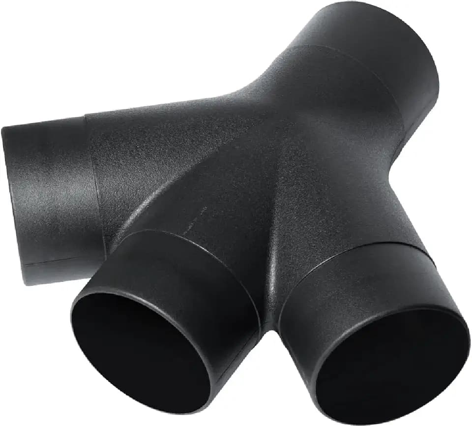 POWERTEC 70275V 3-Way Dust Collection Fitting for 4 in Hose & Cuff, 1 PK,Black