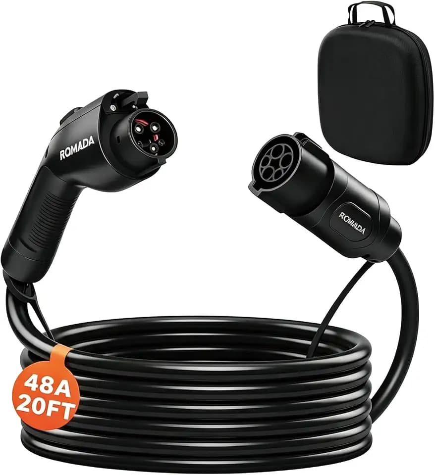20FT 32 Amp J1772 EV Extension Cord, 120V-240V Compatible with SAE J1772 Electric Vehicle Chargers, Level 1 Level 2 Heavy Duty Car Charging Cable with Carrying Bag (48, Amps, 40, ft)