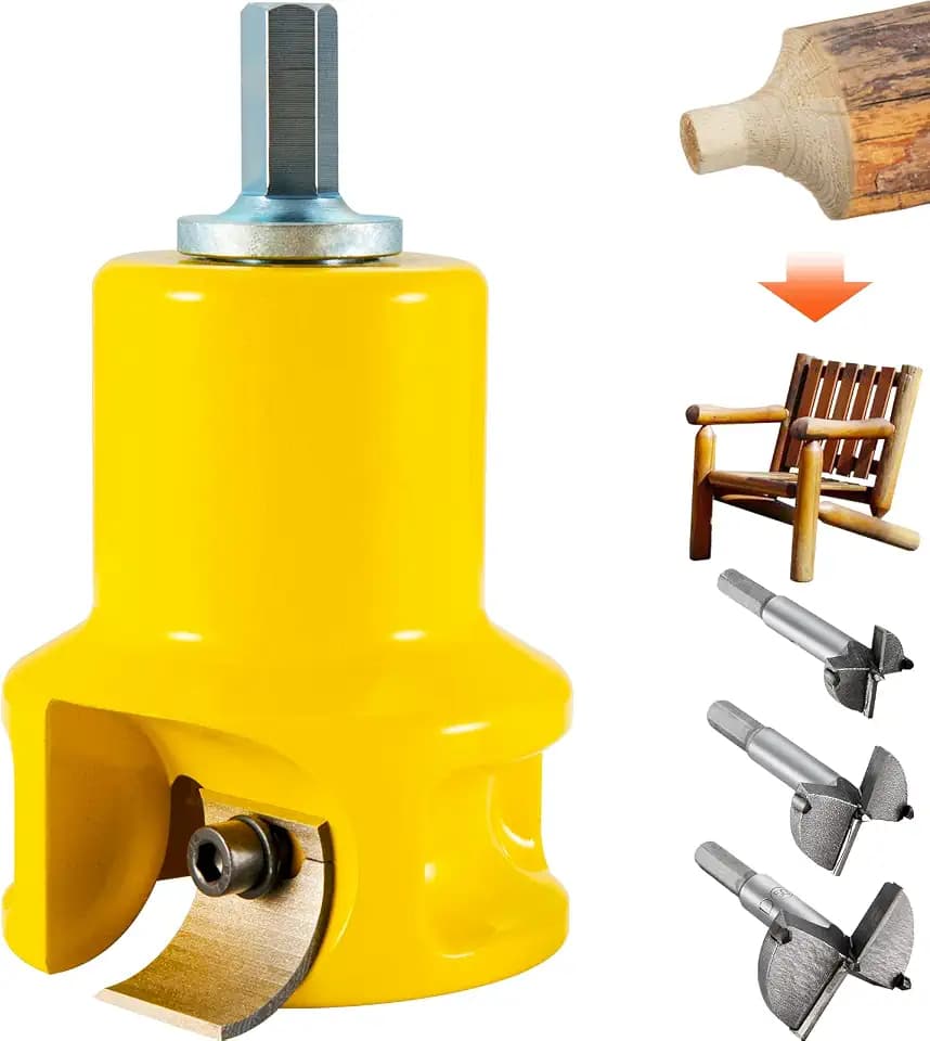 VEVOR Zapfenschneider Forstnerbohrer 38 mm, 4 Klingen Set für Balkenbetten, Balkengeländer, Balkenzäune, Balkentische - Forstnerbohrer Set Gelb