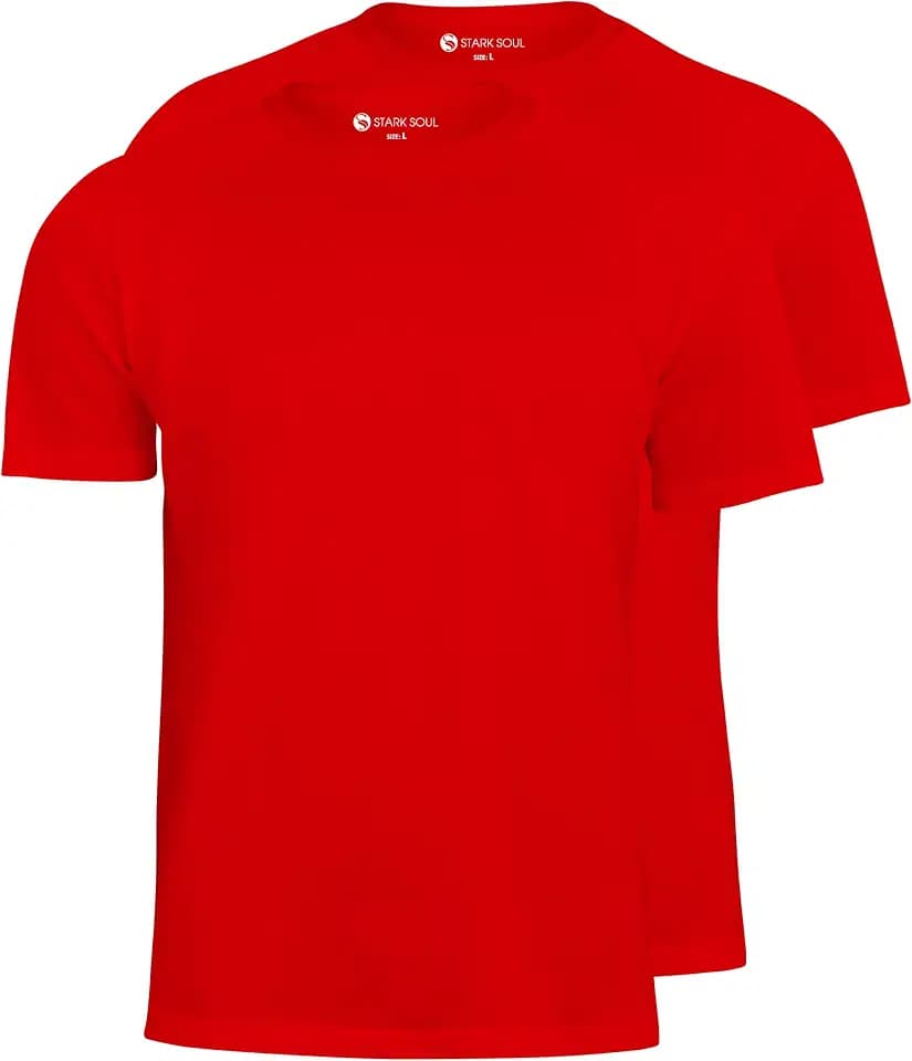 STARK SOUL® T-Shirt 2er Pack, Baumwolle, Rundhalsausschnitt in Schwarz, Weiß, Grau Melange, Marineblau, Rot und Braun