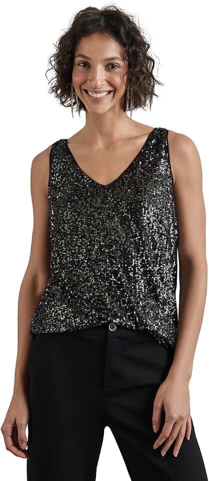 Street One Damen A345219 Party_Spaghetti Top Sequins