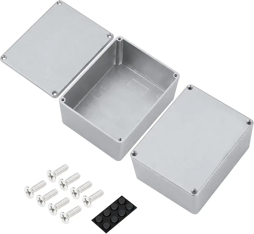 DaierTek 2pcs 1590C Guitar Effect Pedal Enclosure Diecast Metal Aluminum Stomp Box 4.70" X 3.70" X 2.20" Inches 120mm X 94mm X 56mm Housing Size with Rubber Feet