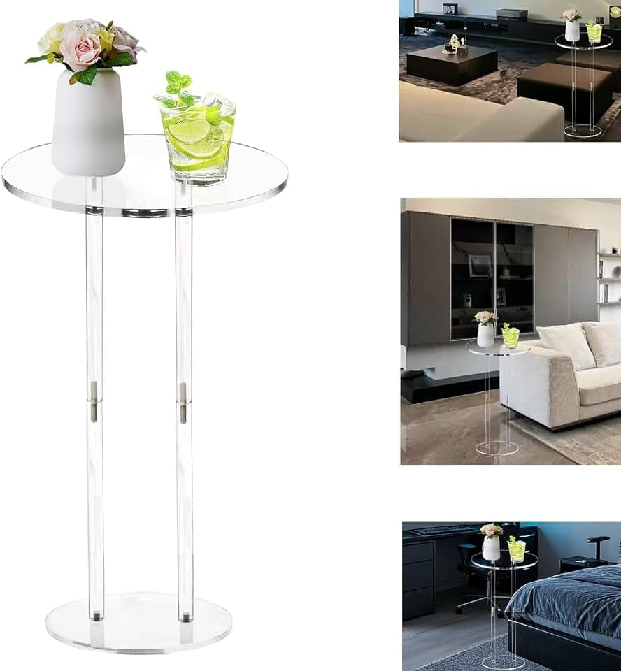 Beistelltisch aus Acryl, kleiner Tisch, rund, für Räume, minimalistisch, für Wohnzimmer, Schlafzimmer, Flur, Balkon