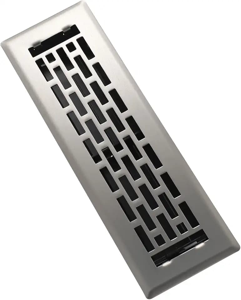 SANYCASA Floor Register 2x10 Inches - Heavy Duty Walkable Steel Floor Vents - Ease Adjust Air Flow Direction Floor Registers - Satin Nickel Floor Vent Covers - Boston Design Air Vents for Home