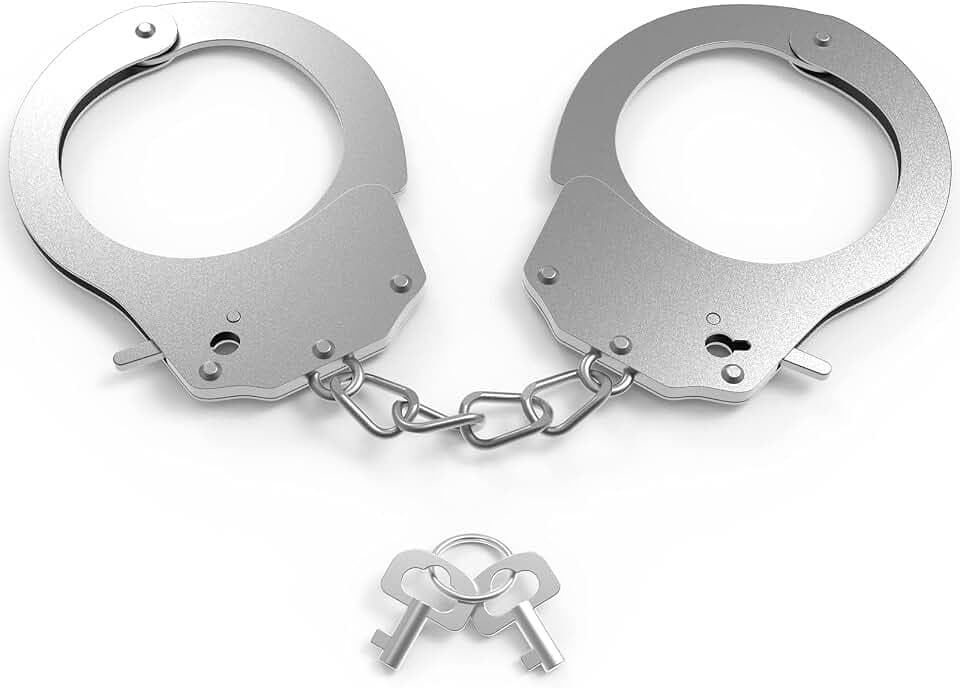Metall Handschellen mit Schlüssel, Rollenspiel Polizei Kostüm Sicherheitspartyzubehör Pretend Play Handschellen für Kinder aus Metall