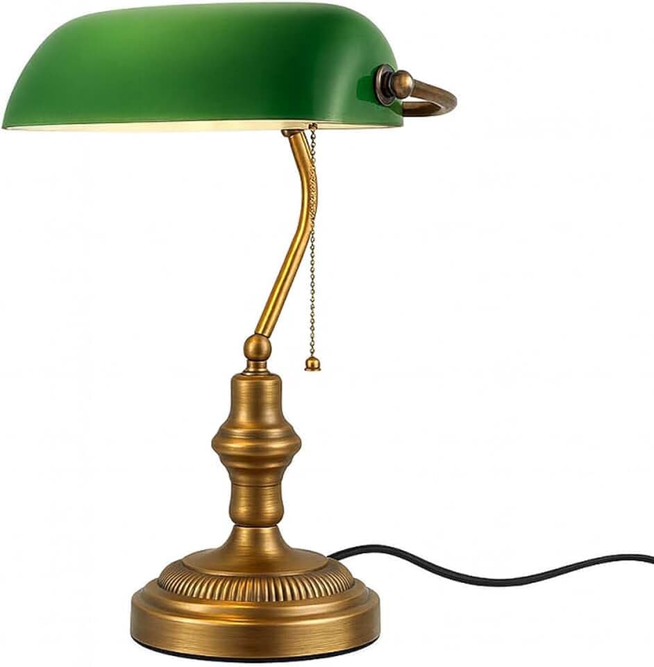 BARCELONA LED Tischlampe Bankier Vintage E27 Grün Klassisch