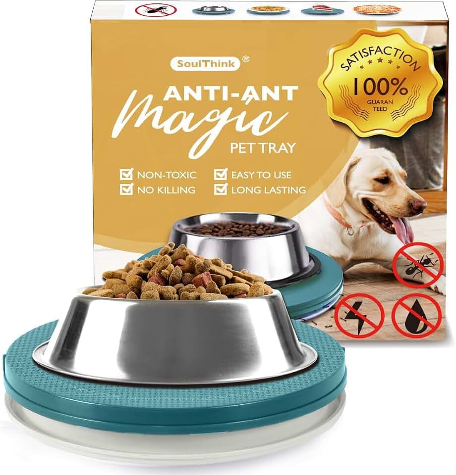 SoulThink® Ant Proof Cat Dog Bowl Tray - New Innovation Anti Ant Pet Food Dish Indoor No Chemical No Water Needed Different from Traditional Trap (Turquoise Green)