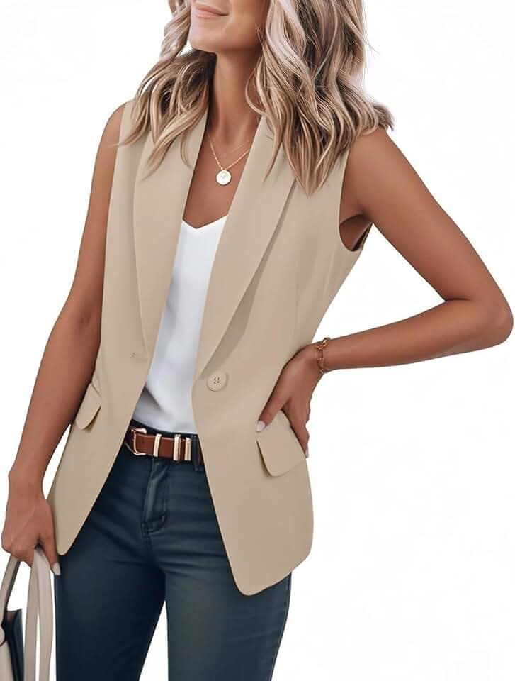 IDEALSANXUN Womens Vest Fashion Dressy Notch Lapel Sleeveless Blazer Suit Jackets Office Work Clothes
