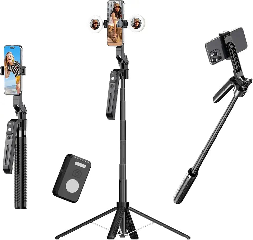 71" Auto Face Tracking Selfie Stick Tripod for iPhone with Lights