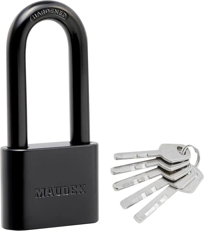 Maudex® PBE40 Weather-Resistant Padlock - Reliable Protection with 5 Keys, Protective Coating, Durable Steel Outdoor Padlock for Storage Units, Gates & Property with 2.17” Shackle Clearance