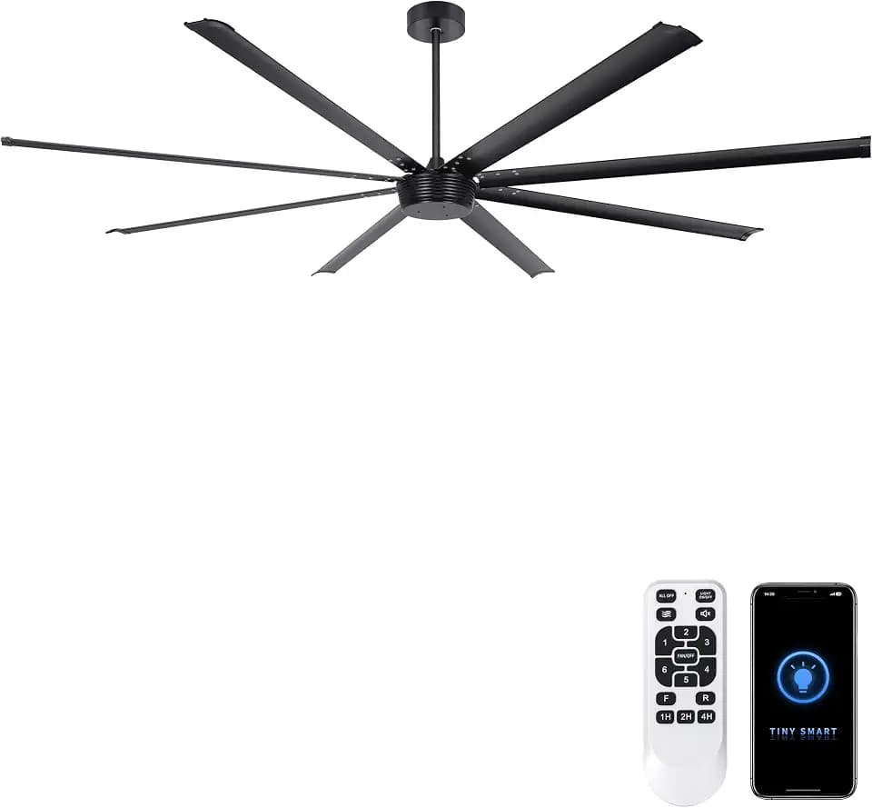 Ohniyou 96" Industrial Ceiling Fan No Light, High CFM Large Metal Fan