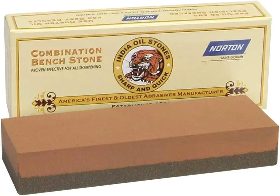 Norton Combination Grit Abrasive Benchstone, Aluminum Oxide, 6" Length x 2" Width x 1" Height