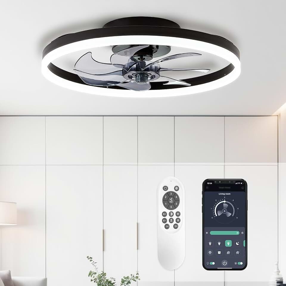 STERREN Ceiling Fans with Lights,20" Low Profile LED Ceiling Fan