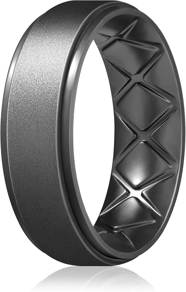 Egnaro Men's Silicone Wedding Rings, 8.5mm Wide 2mm Thick, 1 to 7 Multipack