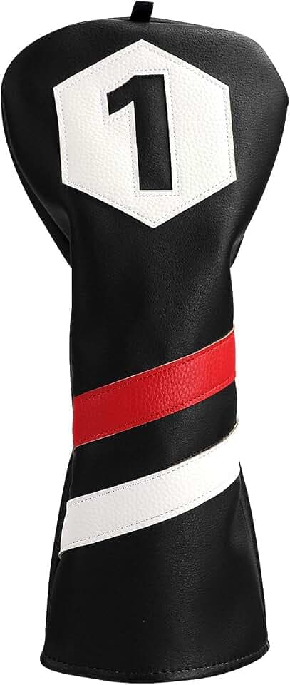 Big Teeth Golf Club Head Covers Wood for Driver Fairway Hybrid with No.Tag Balck White Red PU Leather