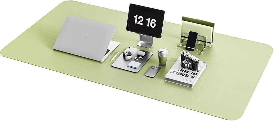 YSAGi Schreibtischunterlage, Premium PU Leder Mauspad, Matcha, 120x60cm