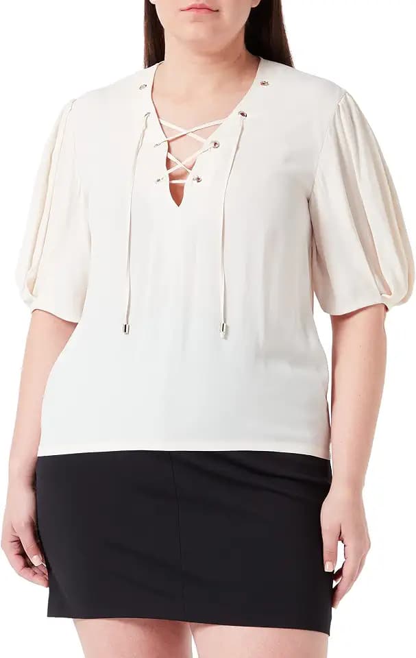 Pinko Damen Benigno Bluse Crepe De Chine T-Shirt, N96_rauchweiß, 36 (30 DE)