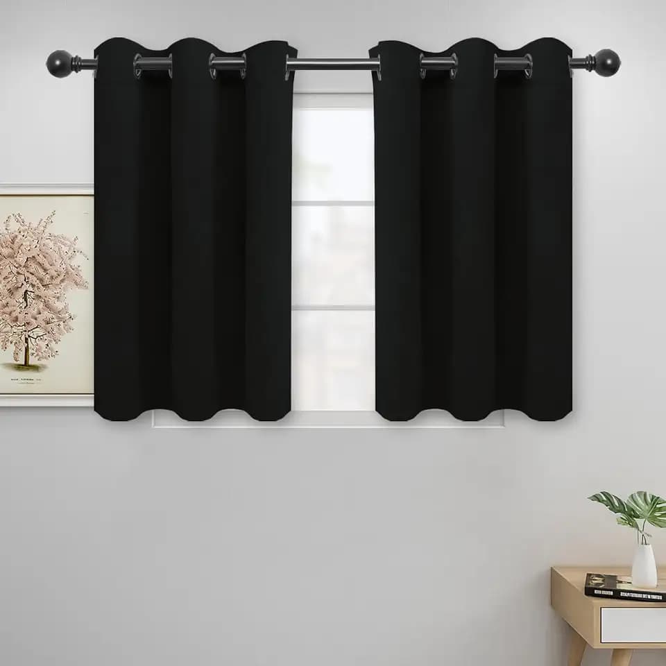 Easy-Going Thermal Grommet Blackout Curtains, 2 Panels 42x36 in, Black