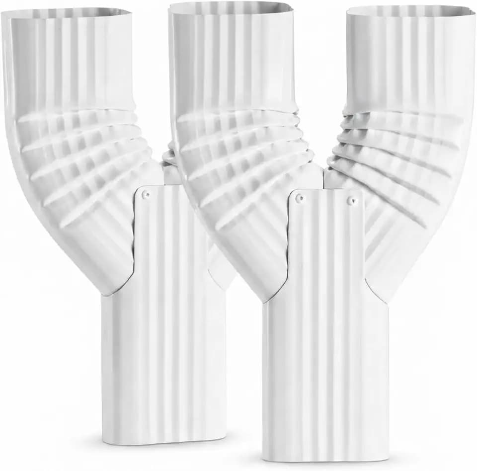 Konohan 2 x 3 Inch Downspout Gutter Y Diverter, Aluminum, White