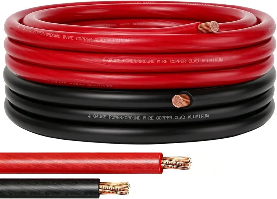 DLronwey 4 Gauge Wire,4 AWG CCA Battery Cable,10ft Red &10ft Black