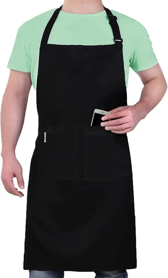 LEFUNDA® Kochschürze Wasserdicht Schürze mit 3 Taschen Verstellbare Grillschürze mit langen Bändern Küchenschürze für Männer Damen Küche Restaurant Café