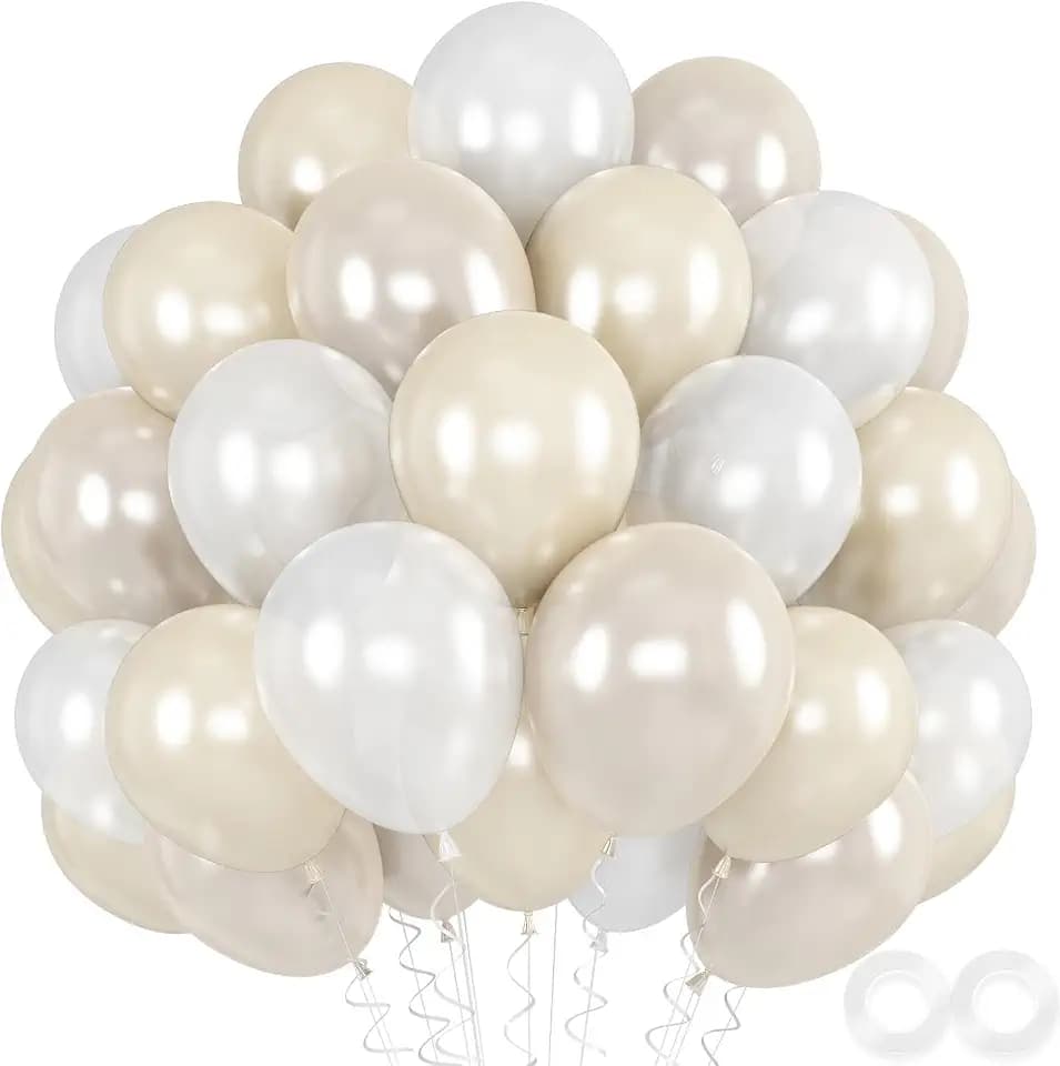 Pearl White Balloons, 52 PCS 12 Inch Pearl Double-Stuffed Balloons
