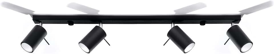 MiaLux Plaza 4L Deckenleuchte | Minimalistisches, Modernes Design, Verstellbarer Arm und Lichtrichtung | Austauschbares GU10-Leuchtmittel, 4 x 40 W | Stahl, Schwarz, 80 x 6 x 16 cm