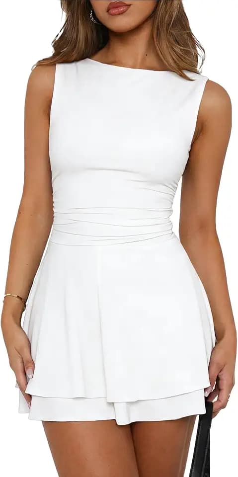 Women's Boat Neck Ruffle Hem Mini Dress
