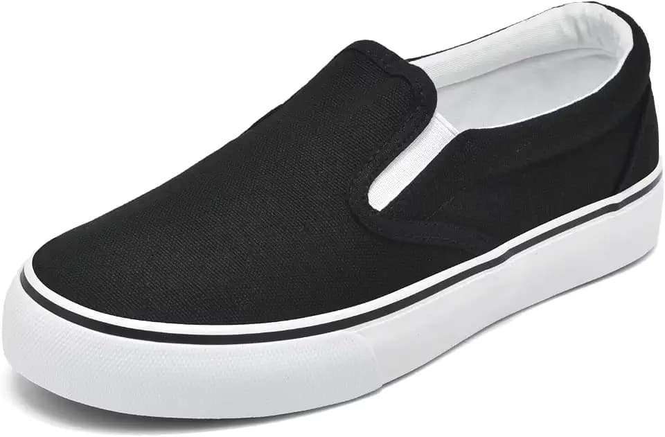 Women's Classic Slip On Sneakers,Low-Top Casual Canvas Shoes for Woman Comfortable Flats Breathable Black