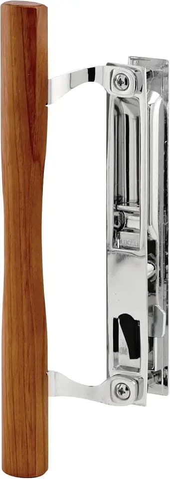 Prime-Line C 1148 Chrome Diecast Sliding Door Handle Set with Wood Pull, fits Acorn Doors (Single Pack)