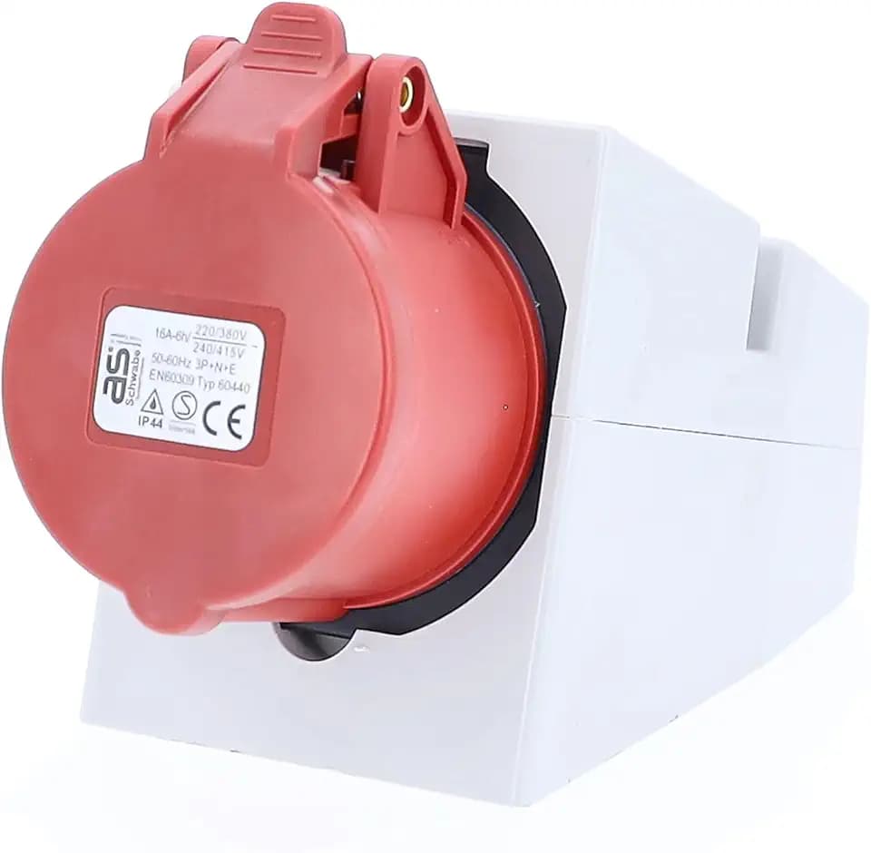 as - Schwabe CEE Steckdose Aufputz - CEE Wandsteckdose - Weiß/Rot, 60430